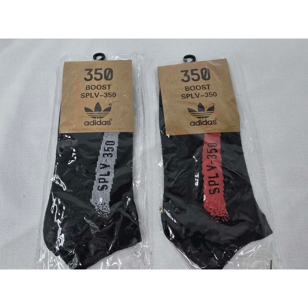 Adidas 350 Boost SPLV-350 Ankle Socks 2 Pair Set Black Red White Streetwear NEW